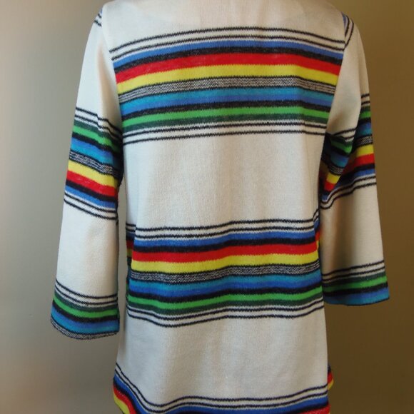 Vintage Union Made Sears Sz Med Rainbow Striped Square Neck Tunic - Picture 8 of 9